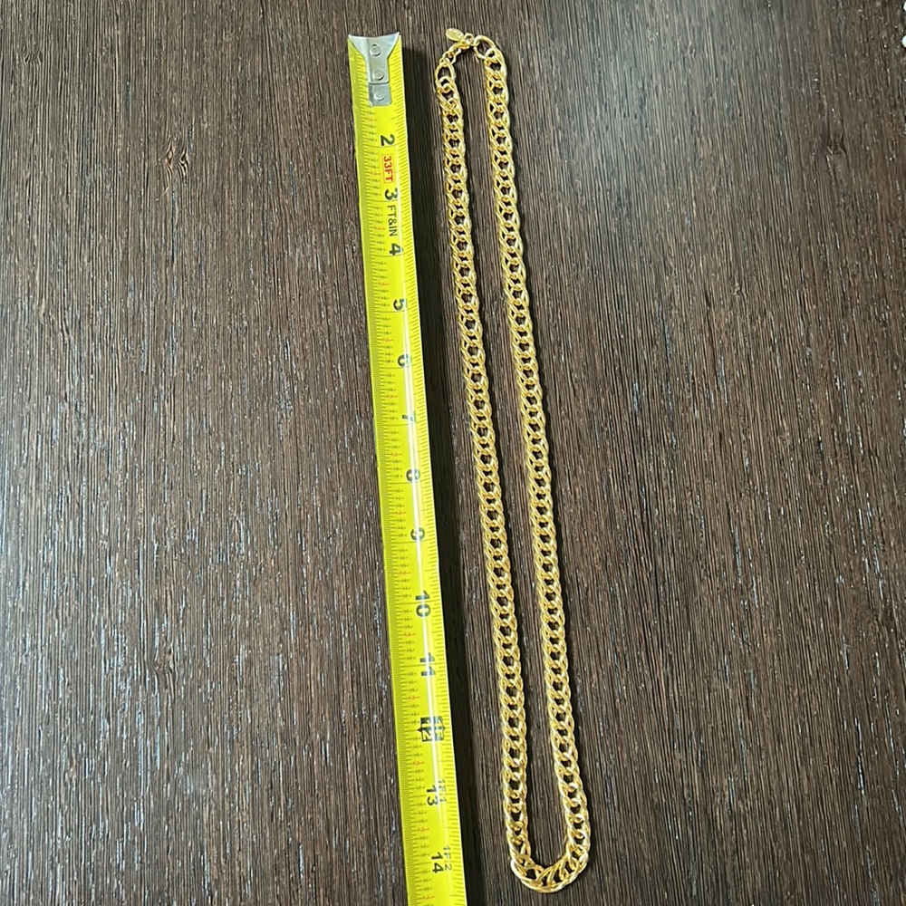 VTG signature Kenneth Jay Lane double link Gold Color Necklace - Picture 5 of 5